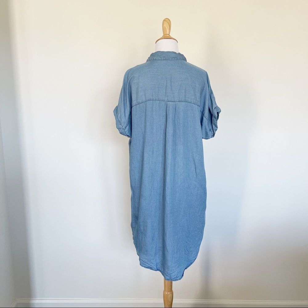 Thread + Supply Short Sleeve Chambray Shift Dress - image 2